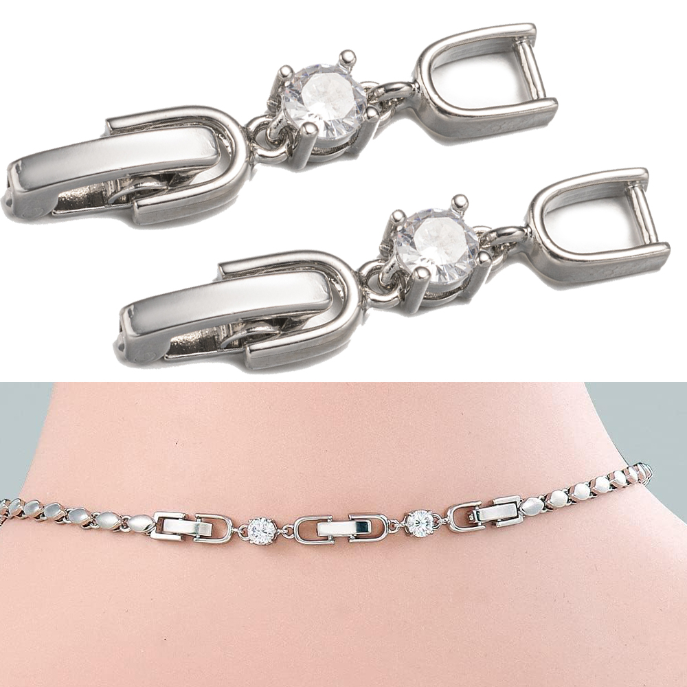 Jewelry Making Class - 5pcs White Gold Plated Crystal Rhinestone