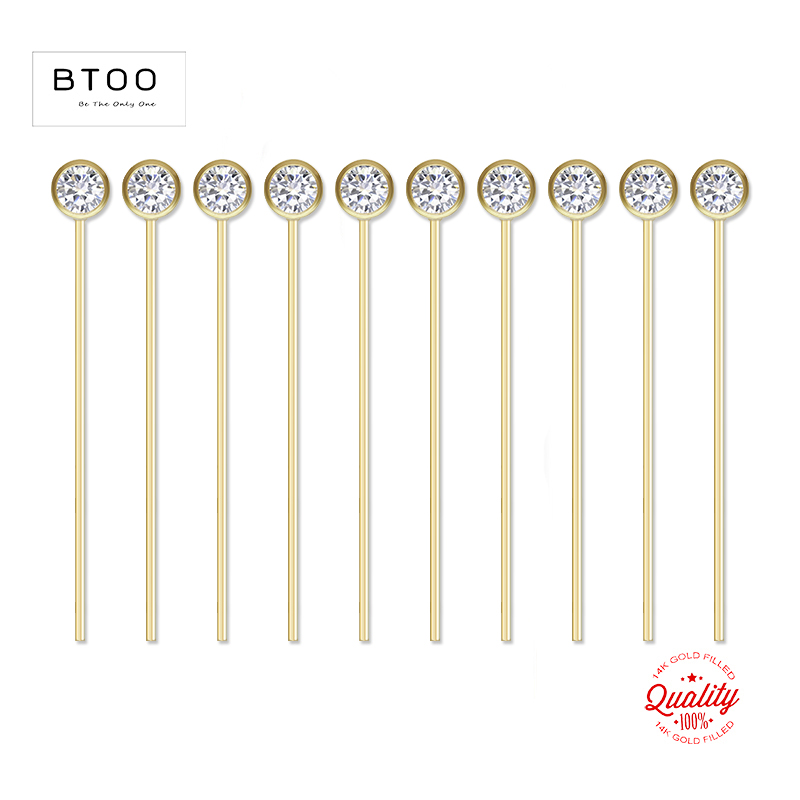14K Gold Filled Zircon Head Pi - Jewelry Making Head Pins review and price