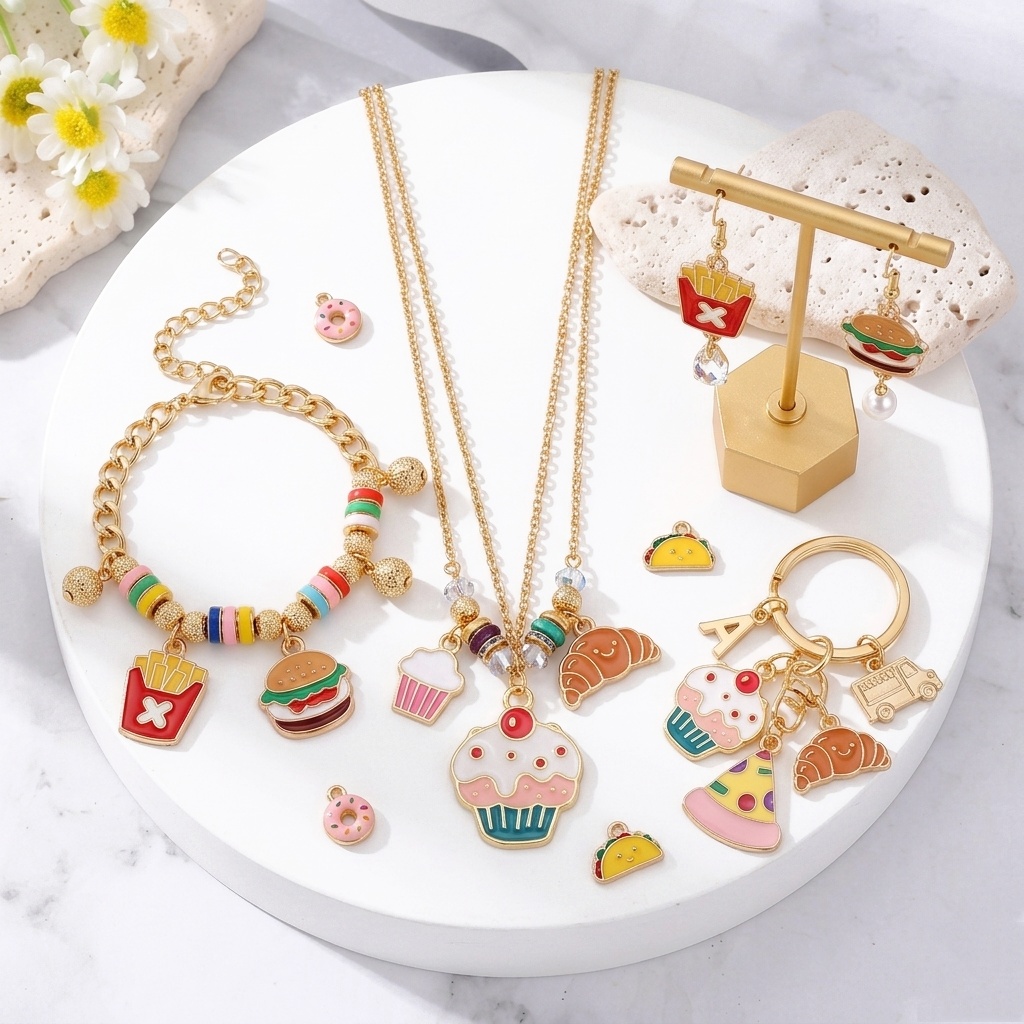15Pcs/Set Cute Food Charms Ena - Jewelry Making Earring Supplies review and price