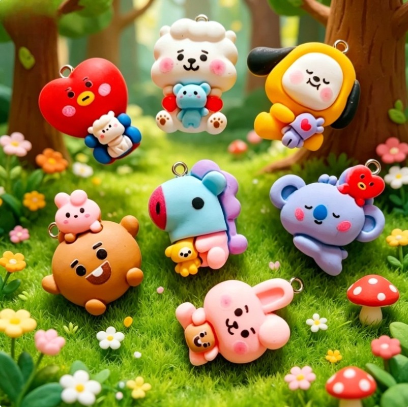7pcs BT21 Resin Cartoon Charm  - Jewelry Making Earring Supplies review and price