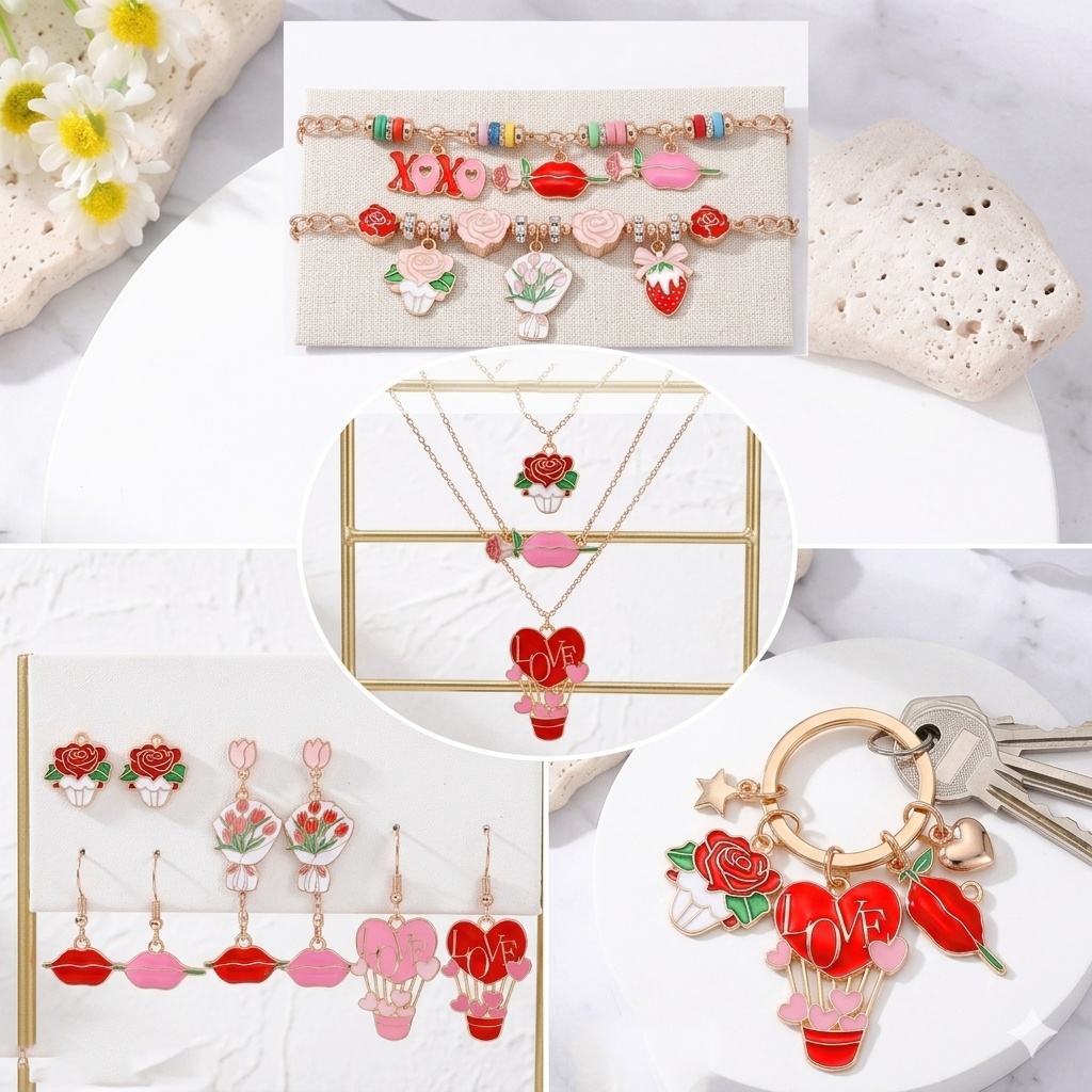 15pcs/Set Romantic Love Heart  - Jewelry Making Earring Supplies review and price